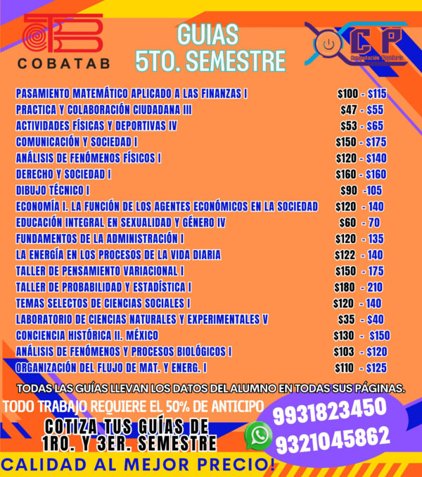 "GUÍAS COBATAB 5TO. SEMESTRE - ¡Actualizada!"